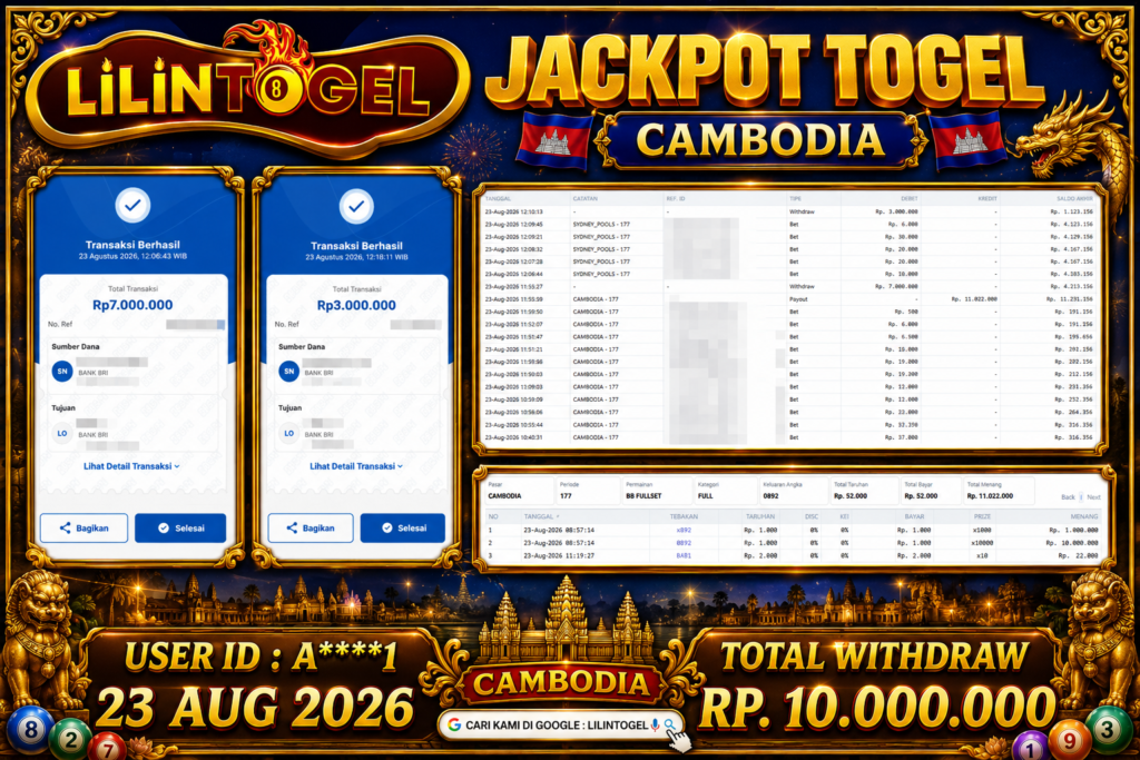 BUKTI WITHDRAW LILINTOGEL KEMENANGAN DI CAMBODIA 23 AUG 2026